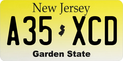 NJ license plate A35XCD