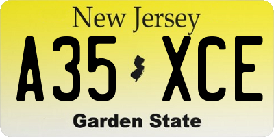 NJ license plate A35XCE