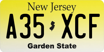 NJ license plate A35XCF