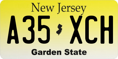 NJ license plate A35XCH