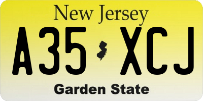 NJ license plate A35XCJ