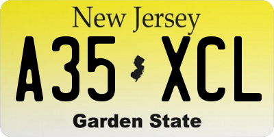 NJ license plate A35XCL