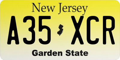 NJ license plate A35XCR