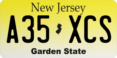NJ license plate A35XCS