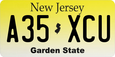 NJ license plate A35XCU