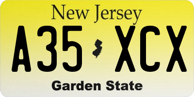 NJ license plate A35XCX
