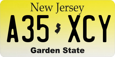 NJ license plate A35XCY
