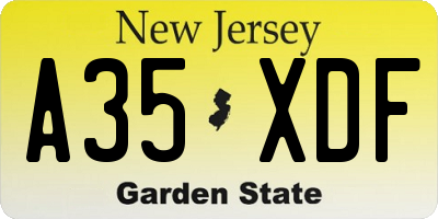 NJ license plate A35XDF