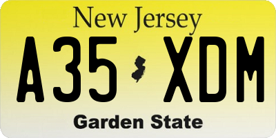 NJ license plate A35XDM