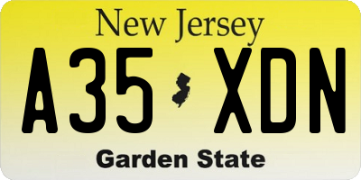 NJ license plate A35XDN