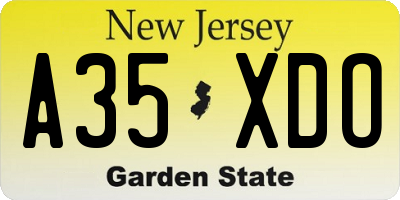 NJ license plate A35XDO