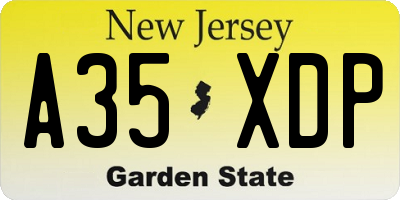 NJ license plate A35XDP