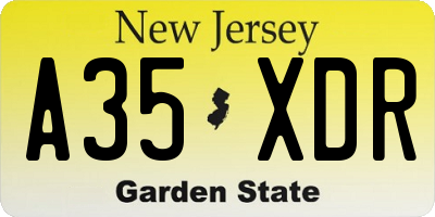 NJ license plate A35XDR