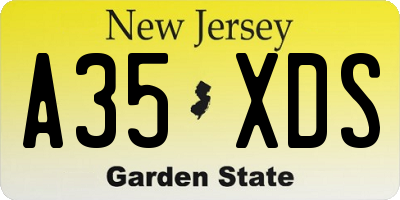NJ license plate A35XDS