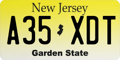 NJ license plate A35XDT