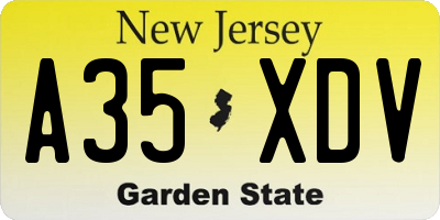 NJ license plate A35XDV