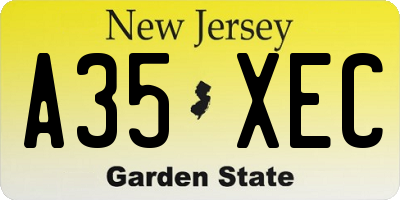 NJ license plate A35XEC