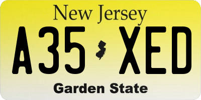 NJ license plate A35XED