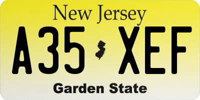 NJ license plate A35XEF