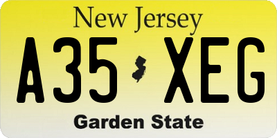 NJ license plate A35XEG