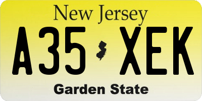 NJ license plate A35XEK
