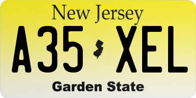 NJ license plate A35XEL