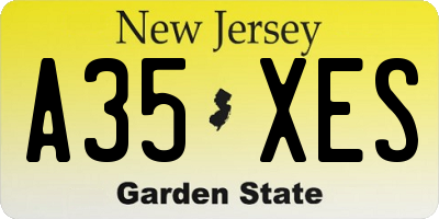 NJ license plate A35XES