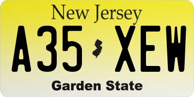 NJ license plate A35XEW