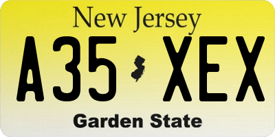 NJ license plate A35XEX