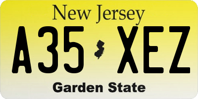 NJ license plate A35XEZ