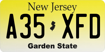 NJ license plate A35XFD