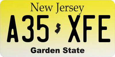 NJ license plate A35XFE