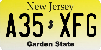 NJ license plate A35XFG