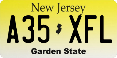 NJ license plate A35XFL