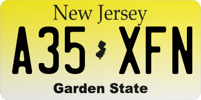 NJ license plate A35XFN