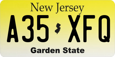 NJ license plate A35XFQ