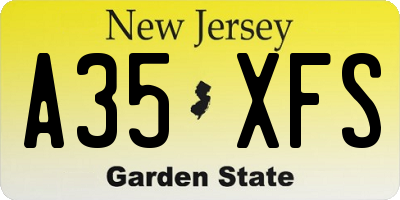 NJ license plate A35XFS