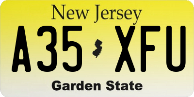 NJ license plate A35XFU