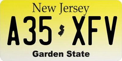 NJ license plate A35XFV