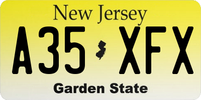 NJ license plate A35XFX