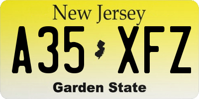 NJ license plate A35XFZ