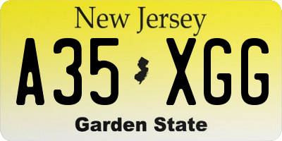 NJ license plate A35XGG