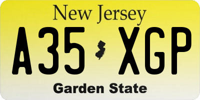 NJ license plate A35XGP