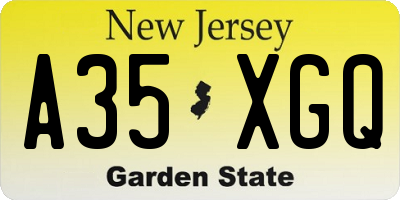 NJ license plate A35XGQ