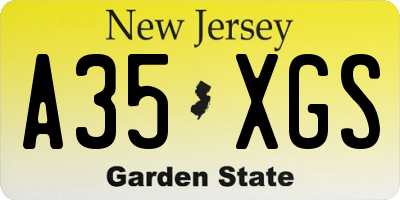 NJ license plate A35XGS