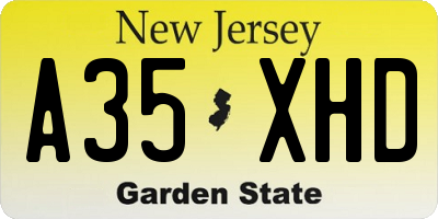 NJ license plate A35XHD