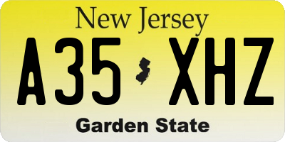 NJ license plate A35XHZ