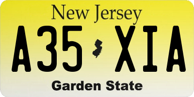 NJ license plate A35XIA