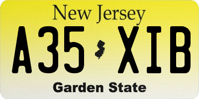 NJ license plate A35XIB
