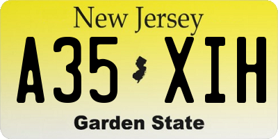 NJ license plate A35XIH